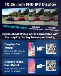 Jansite 10,26" Érintőképernyős CarPlay Android Autós Kijelző Állvánnyal - GPS Navigáció, Tolatókamera, Siri/Google Asszisztens, Vezeték Nélk 8