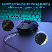 Dierya M1SE Gamer Egér - 12800 DPI Optikai Szenzor, 6 Programozható Gomb, RGB Világítás, Méhsejt Kialakítás, Ergonomikus, PC Kompatibilis, F 5
