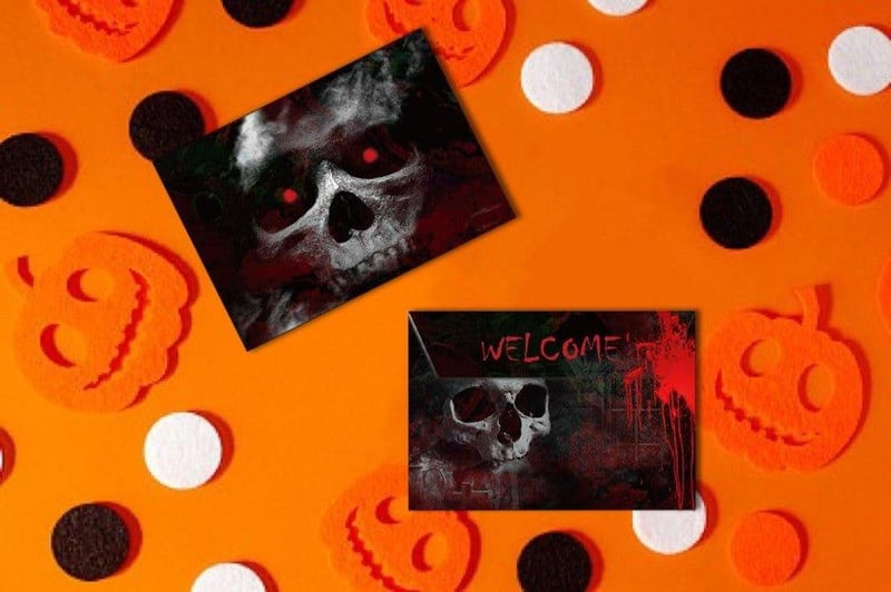 Halloween Parti Meghívó Szett - 12 db Rémisztő Kártya