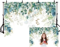 MEHOFOND 3x7ft Zöld Arany Levelek Születésnapi Fotó Háttér Eukaliptusz Party Banner - 10x7ft 1
