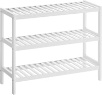 SONGMICS Bambusz Cipőtartó 3 Polcos Fehér 70x55cm Előszoba Hálószoba Nappali - 70 x 55 x 26 cm, White 1