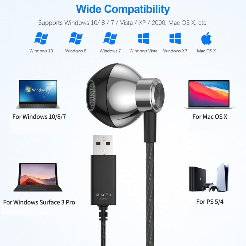 Vezetékes USB Gaming Headset Mikrofonnal és Zajszűréssel PC, PS4, PS5, Laptop