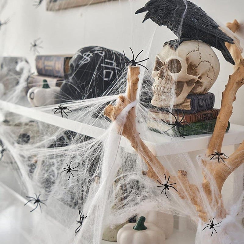 Világító, Nyújtható Pókháló - Ijesztő Halloween Dekoráció