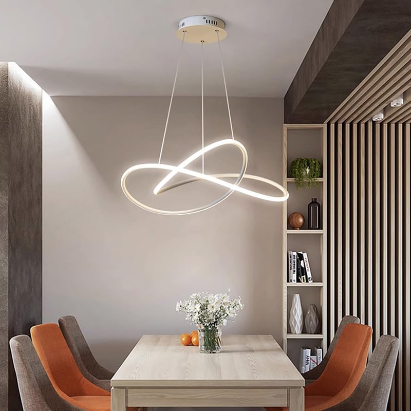 Modern LED Függőlámpa 45W - Távirányítós, Fényerőszabályozható, Állítható Magasságú Étkezőasztal Világítás Nappaliba, Konyhába (Fehér,