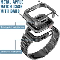 MioHHR Ütésálló fém szíj és tok Apple Watch 45mm-hez - Űrszürke, Series 8/7 férfi 3