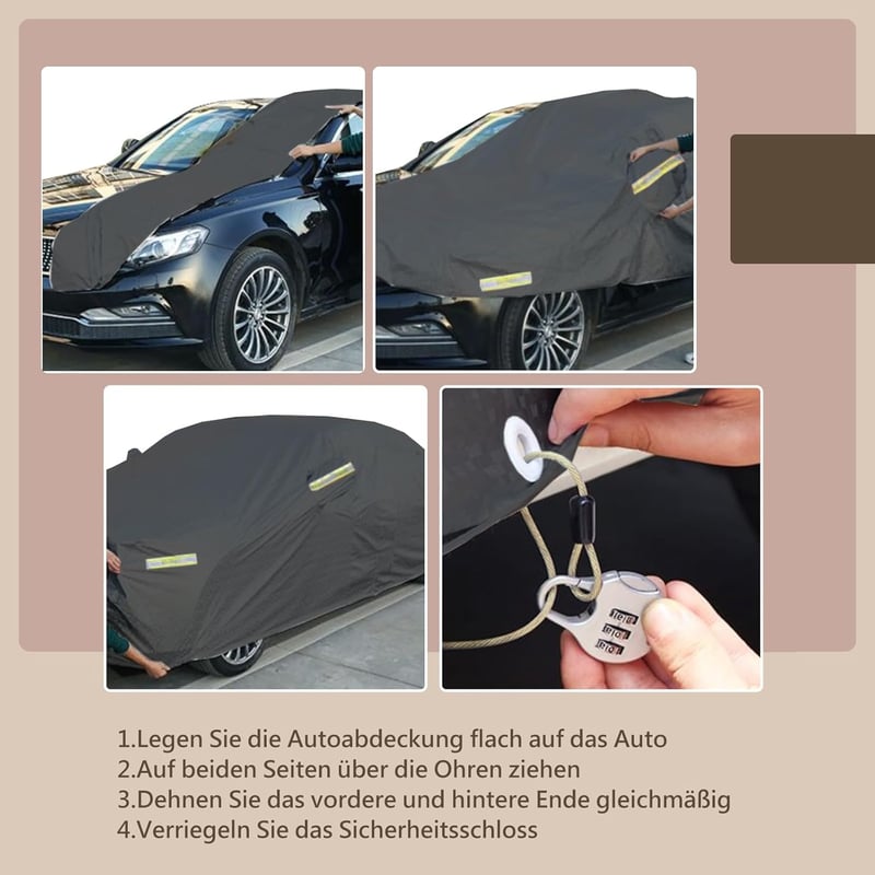 Generic Autótakaró Volkswagen VW Touran 2003-2024 Modellekhez - Vízálló, Szélálló, UV-védelem, Pamut Béléssel, Cipzáras Ajtónyílással, Feket