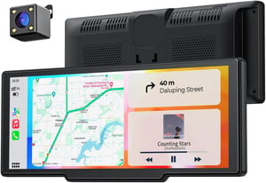 Krunia 8.1" Ecran Auto Portabil Wireless 60FPS - Suport Apple CarPlay & Android Auto, Cameră de Marșarier, Navigație GPS, Control Vocal