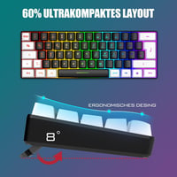 RedThunder 60% RGB Vezetékes Gamer Billentyűzet és Egér Szett, Mini Billentyűzet DE Kiosztással, 7200 DPI Ultrakönnyű Méhsejt Egér PC Mac PS 2