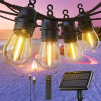 GlobaLink Kültéri Napelemes Fényfüzér 17m - 15+1 LED Izzó, USB/Napelemes Töltés, 4 Üzemmód, Távirányítóval, Dimmelhető, Kerti, Erkély, Parti 1