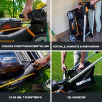 WORX WG749E PowerShare Akkumulátoros Fűnyíró 40V Kerékhajtással, Erős Kefementes Motorral, 46cm Vágásszélességgel, 7 Vágásmagassággal 5