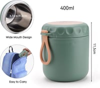 Zöld 400ml-es Rozsdamentes Acél Ételtermosz Kanállal - Bébiételhez, Leveshez 2