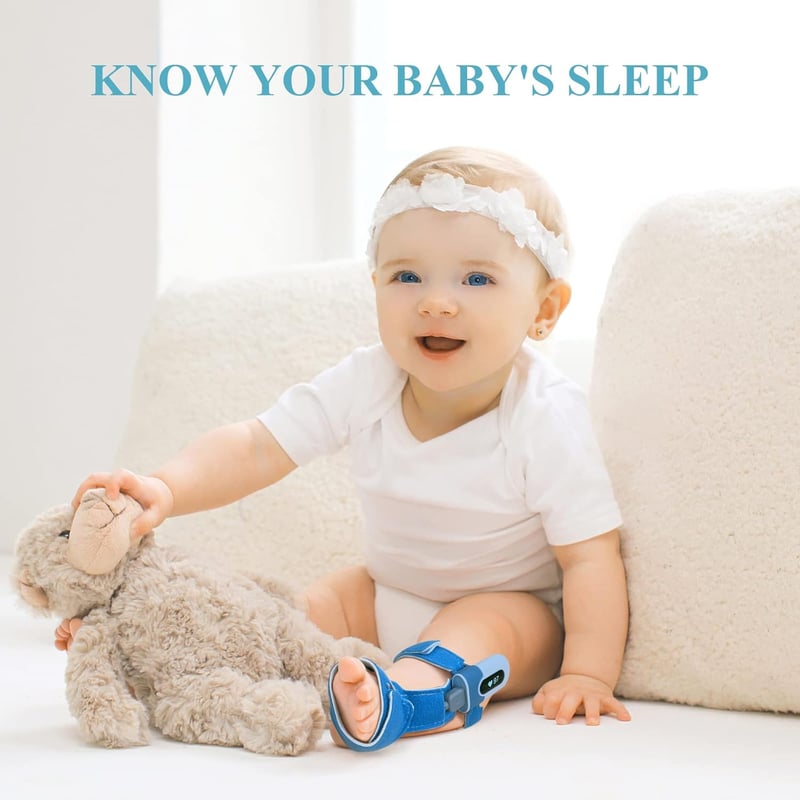 Wellue Baby O2 Pulzoximéter Csecsemőknek - Folyamatos Oxigénszint és Pulzusmérő, Bluetooth Riasztással, Ingyenes Alkalmazással, Kék