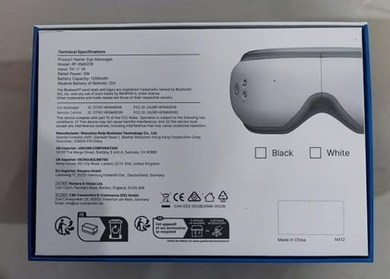 RENPHO Eyeris 1 Szemmaszírozó Készülék Melegítéssel - Bluetooth Zenével, Távirányítóval, Migrén Enyhítésre, Szemfáradtság és Száraz Szem Ell