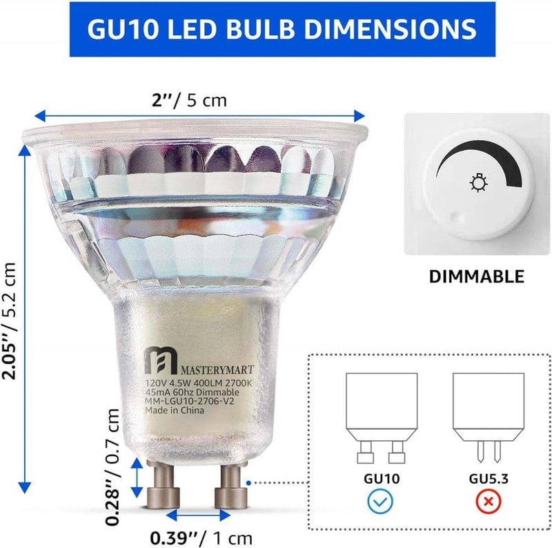 GU10 Dimmelhető LED Spotlámpa 4.5W, 50W Egyenértékű - MASTERY MART