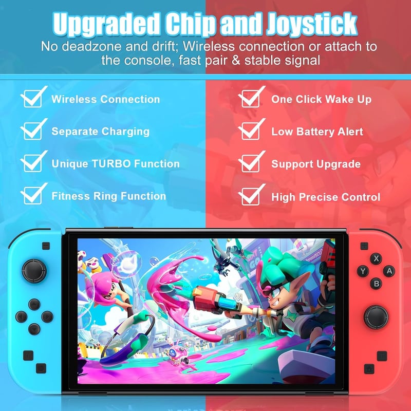 Bonacell vezeték nélküli kontroller Switch-hez - Kék-piros Joy-Con pár turbó funkcióval