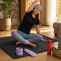 Zumba fitness balík: 12x puzzle podložka + 1kg závažie + čelenka + 500ml fľaša 1