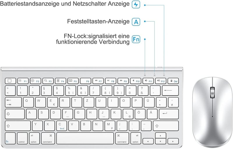 OMOTON Bluetooth Billentyűzet Mac-hez, Olasz Kiosztás, Numerikus Billentyűzet, MacBook Air/Pro/iMac Kompatibilis, Fehér