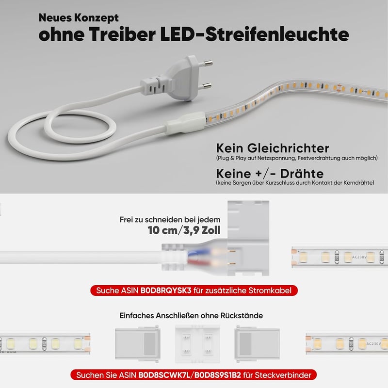 Shine Decor LED Szalag 15m - IP65 Vízálló, 220-230V, SMD 2835, 120 LED/m, Meleg Fehér Világítás Beltéri és Kültéri Dekorációhoz, Konyhába, K