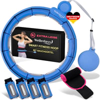 WELLRELAXX Okos Hula Hoop Csendes Súlygolyóval - 113 cm Átmérő Felnőtt Fitness Karika Fogyókúrás Övvel Kék 1