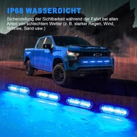Dinfu 4x12 LED Kék Villogó Fény - 12V/24V Autó Stroboszkóp 21 Villogási Móddal - IP67 Vízálló Figyelmeztető Fénysáv Teherautókhoz, Traktorok 4