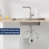 Lonheo alacsony nyomású, kihúzható konyhai csaptelep bojlerhez - rozsdamentes acél, 2 vízsugár móddal 2