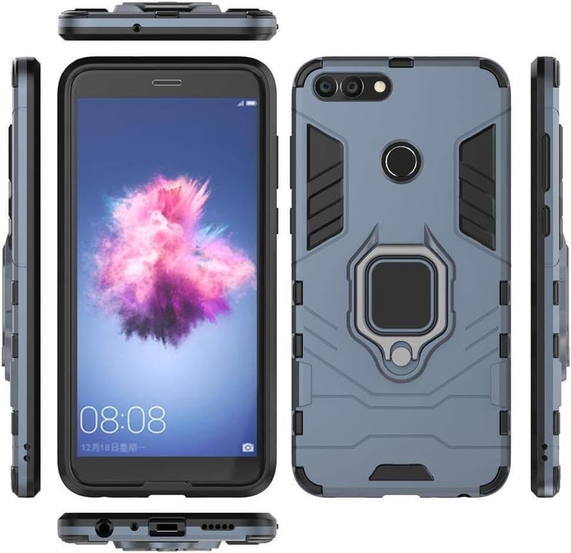 Huawei P Smart Fekete-Szürke Mágneses Autós Tartós Védőtok