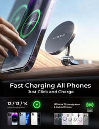 LISEN 15W Mágneses Autós Telefontartó MagSafe Töltővel iPhone 15/14/13/12 Sorozathoz - Fekete 5