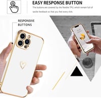 iPhone 13 Pro Max Fehér-Rosegold Szívecskés Ütésálló Szilikon Tok 4