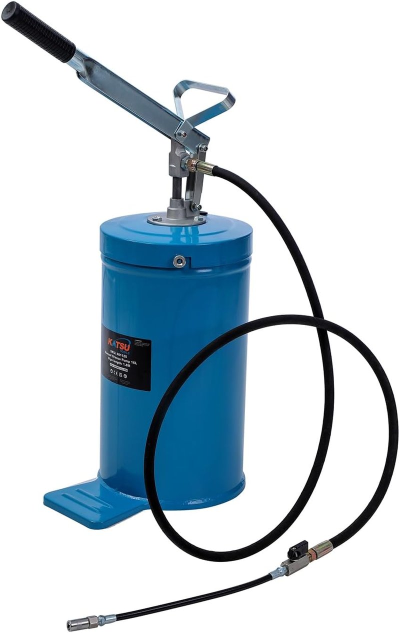 KATSU Tools Kézi Zsírzópumpa 16L - Hordozható Kenőanyag Adagoló Járművekhez és Gépekhez, 2000 psi/137 bar Nyomással, Alumínium Fejjel (48112