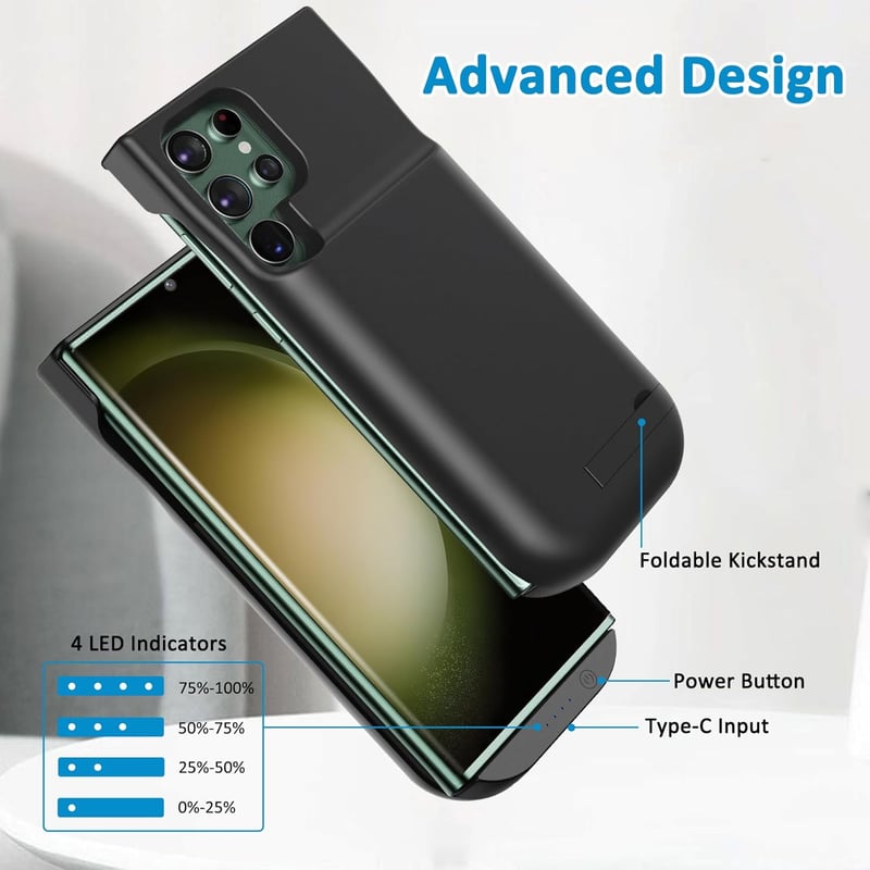 Samsung Galaxy S23 Ultra 6000mAh akkumulátoros tok állvánnyal