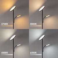 Home Sweet Home Modern LED Állólámpa Olvasólámpával - Fekete, Érintésvezérelt, Állítható Fényerő 2700K-6500K, 42W, 3636lm, 175cm Magas 4