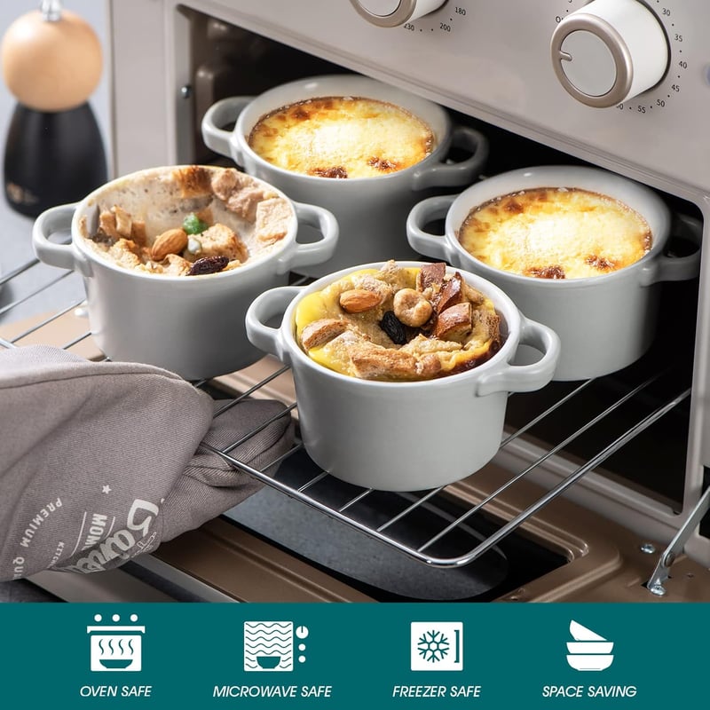 vancasso MORANDI 4 részes mini sütőtál szett fedővel, 300 ml-es krémszínű kerámia cocotte edények