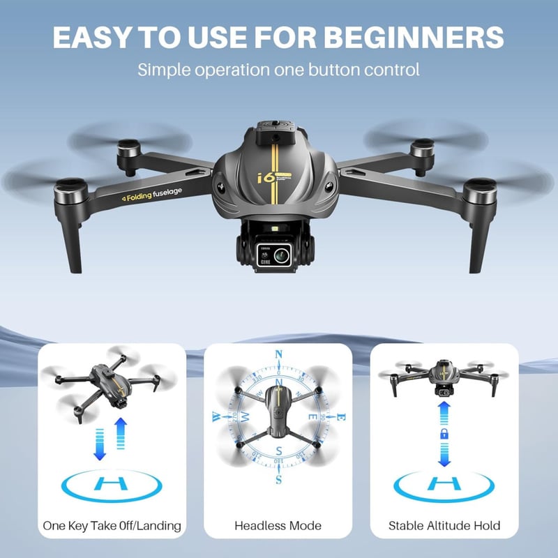OKYUK Kezdő Drón 1080P HD FPV Kamerával, Magasságtartás, Automatikus Akadályelkerülés, 45 Perc Repülési Idő, Fejnélküli Mód, 3D Flip Funkció