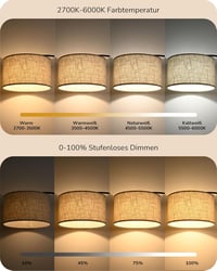 EDISHINE Ívelt Állólámpa Nappaliba - E27 LED Izzóval, Távirányítóval, Fokozatmentes Fényerő és Színhőmérséklet Szabályozás, 143-176 cm Állít 2