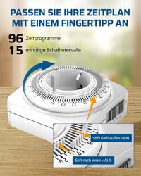 DEWENWILS Mechanikus Időzítő Aljzat, 24 Órás Analóg Időkapcsoló 96 Programozható Időszakkal, Kávéfőzőhöz, Lámpákhoz, 2 Darabos Csomag 4