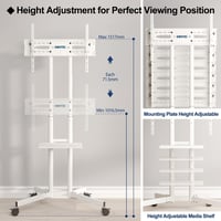 BONTEC TV állvány görgőkkel, 32-85" képernyőkhöz, 60kg-ig, fehér 3