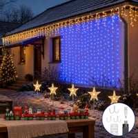 Vianočný svetelný set: 2x2m LED záves + 10m cencúle + 6x hviezda + vláčik + 150x háčiky 1