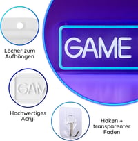 NELUX Game Zone Neon LED Világító Dekoráció - USB Csatlakozós Fali Lámpa Fényerőszabályzóval Gamer Szobába, Játékterembe 5