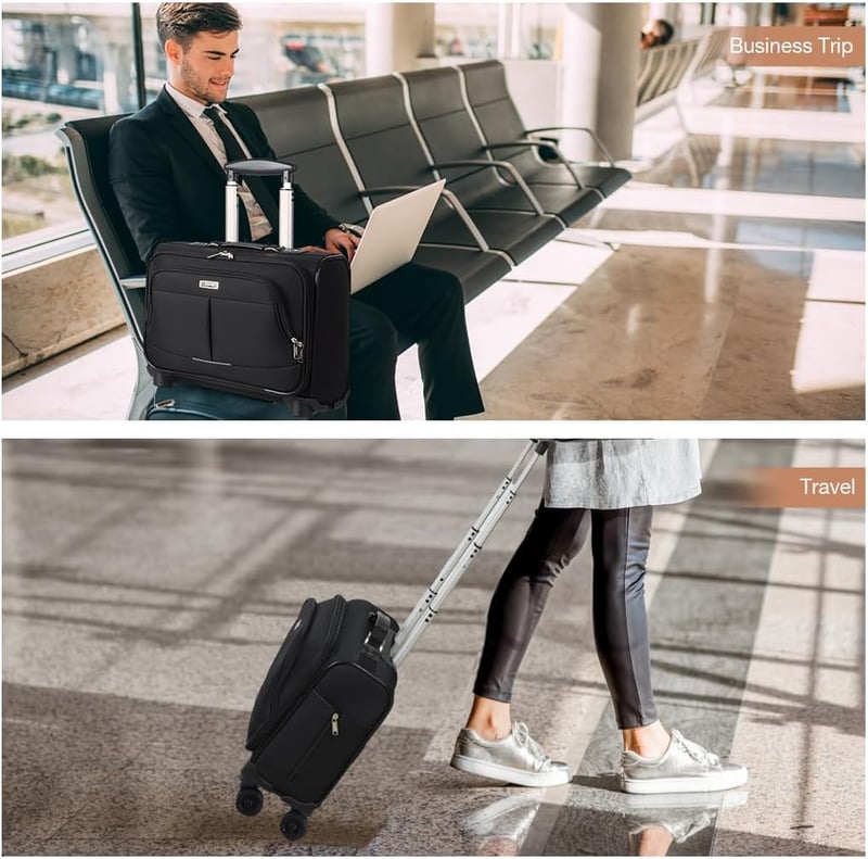 Lekespring 15,6" Üzleti Gurulós Laptoptáska TSA Zárral - Vízálló, Fekete