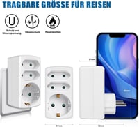 EXTRASTAR 3-as Elosztó Adapter - 2 Euro + 1 Schuko Aljzat, Gyerekzárral, Otthoni és Irodai Használatra, Fehér (2 db) 6