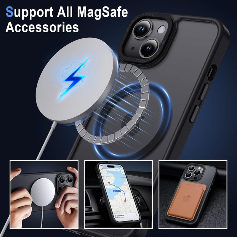 iPhone 13 MagSafe-kompatibilis matt fekete mágneses védőtok