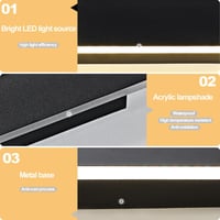 ZTWLEED 60cm Fekete LED Fali Lámpa - 12W Meleg Fehér 3000K Kültéri Világítás IP65 Vízálló Alumínium Villa Terasz Kert Folyosó Erkély 5