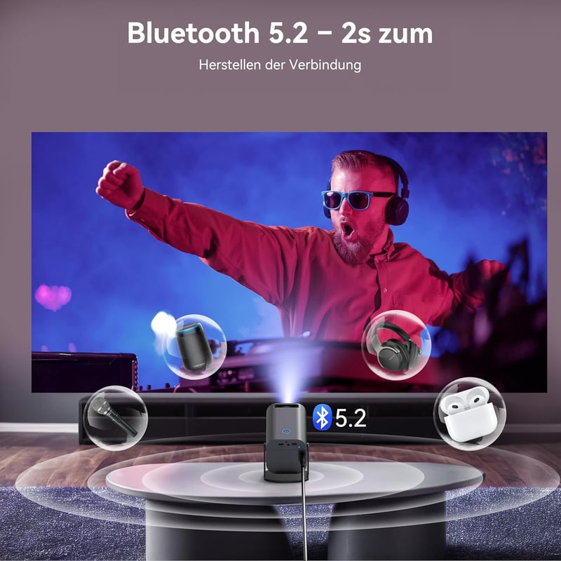 Polocsh 4K Mini Projektor Android 11.0 Rendszerrel - Full HD 1080P Hordozható Házimozi, WLAN6, BT5.2, Auto Keystone, 150" Kijelző, 180° Forg