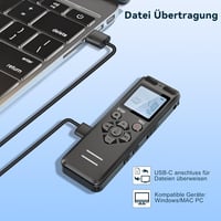 Tonnlog 128GB Digitális Diktafon Hangrögzítő USB-C Csatlakozással - Zajcsökkentés, Egyérintéses Felvétel, 1536kbps, Előadásokhoz, Megbeszélé 4