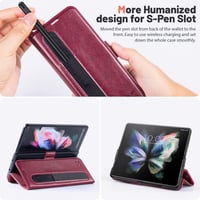 Samsung Galaxy Z Fold 4 5G OCASE bőrtok S Pen tartóval, RFID védelemmel - Burgundi 4
