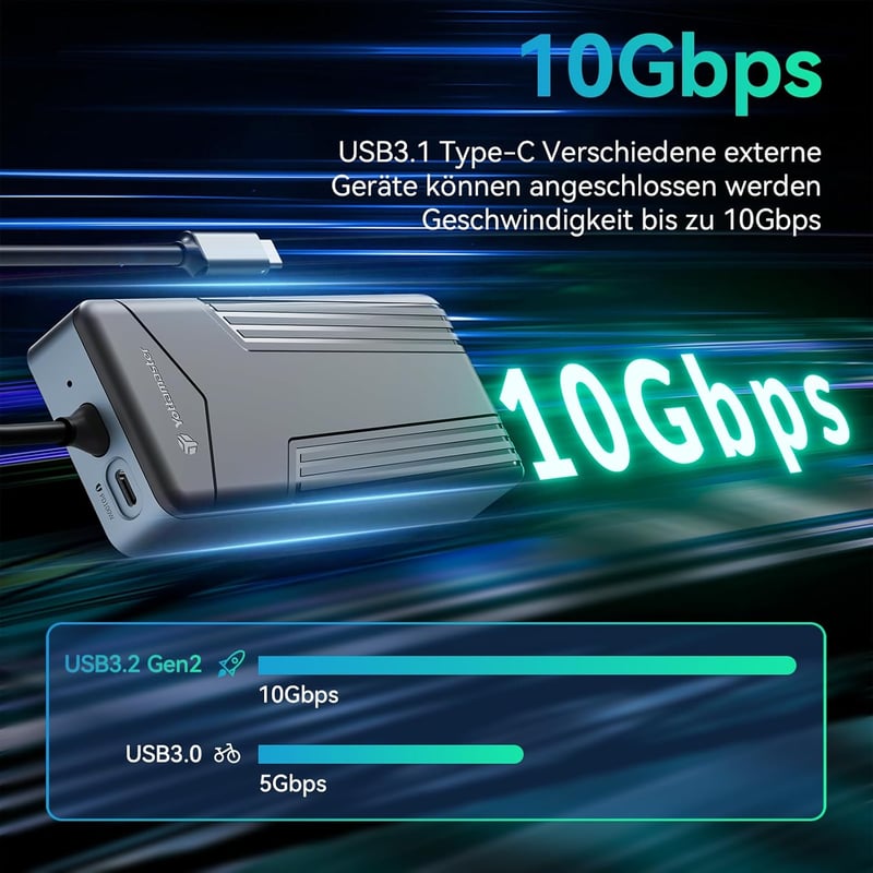 Yottamaster 8-in-1 USB-C Dokkoló M.2 NVMe SSD Házzal, 10Gbps Adatátvitel, 4K@60Hz HDMI, 100W PD Töltés, Kártyaolvasó, Windows/Mac