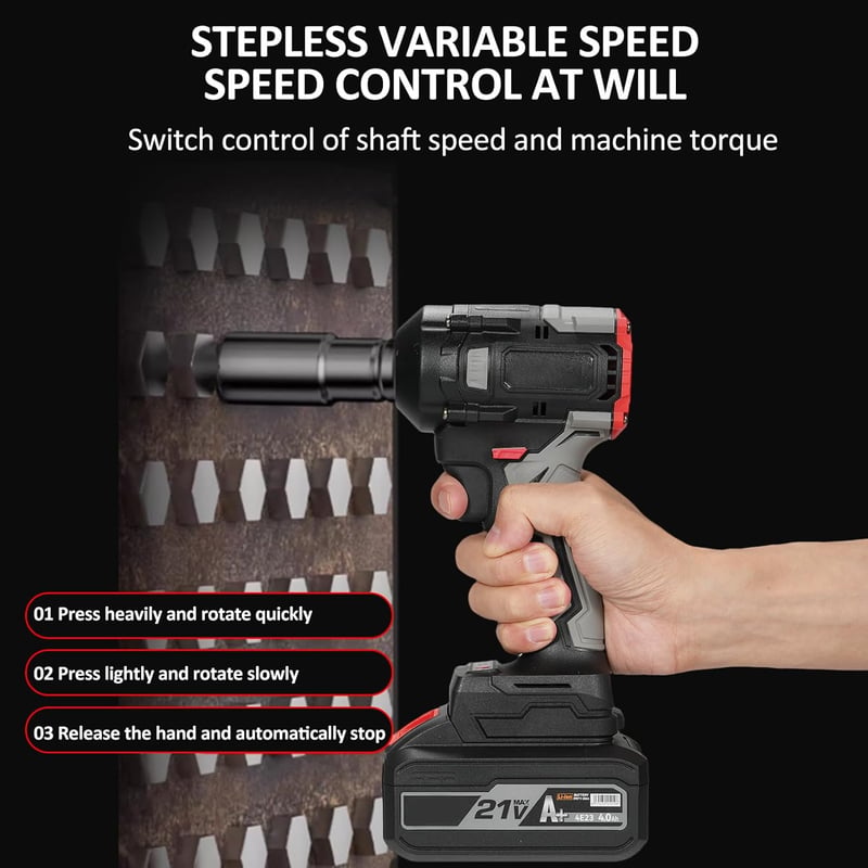 Weytoll 350Nm Akkus Ütvecsavarozó, 21V, 2x4Ah, 3000RPM, Autószereléshez