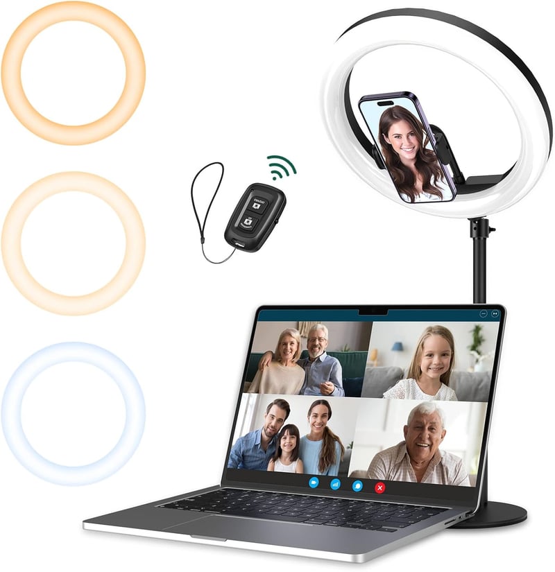 ATUMTEK 10"-os LED Szelfigyűrű Állvánnyal és Telefontartóval - Zoom, Streaming, Smink