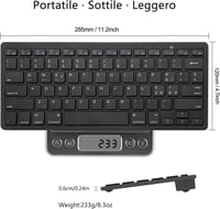 FOGARI Vezeték Nélküli Bluetooth Billentyűzet - Ultravékony, Hordozható, Kompatibilis iPad, Android, Windows, MacOS Eszközökkel, Fekete 4