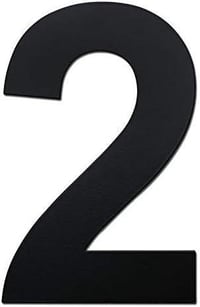 Fekete Rozsdamentes Acél Házszám "2" - Modern 10,2 cm-es 1